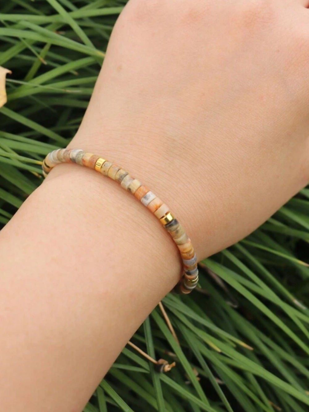 Happiness & Laughter • Crazy Lace Agate 4mm adjustable bracelet NEW • Autumn - Picture 5 of 6